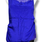 Heather Womens Blouse Shirt Top Silk Satin Ribbed Sleeveless Pullover Blue XL Photo 0