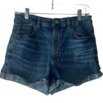 American Eagle Women's Size 10 Medium Washed Blue Denim Mom Short Photo 0