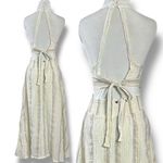 Anthropologie Z & L Bohemian Goddess Golden Slumbers Maxi Dress Medium Shiny Metallic Shimmer Photo 7