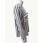 a.n.a . Striped Long Sleeve Rayon Blouse Size Large Breathable Lightweight Button Photo 3