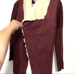 Just Fab white faux fur maroon sweater medium Photo 4