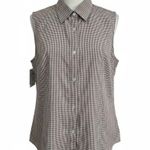 Keren Hart Brown Gingham Sleeveless Button Down Collared Top Cottagecore Women S Photo 0