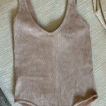Aura Tan Ribbed Bodysuit Tank Photo 0