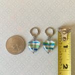 Handmade retro vintage fairy whimsical style quality Czech glass heart beads dangle earrings🩵 Photo 7