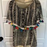 Judith March  Snake print top with colorful fringe trim Small Photo 1
