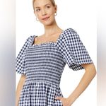 Draper James NWOT Deana Smocked Blue and White Gingham Dress XXL Photo 2