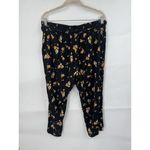Torrid  Black Floral Challis Tie Front Tapered Pant Women Plus Size‎ 1X Cropped Photo 2