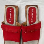 Rampage Womens y2k Red Suede Beaded Fringe Wood Clog Slide Sandals Size 7 Photo 3