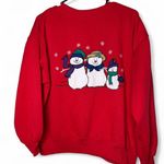 American Vintage Vintage 90s 1990s Red Christmas sweatshirt snowmen snowflakes Christmas Photo 4