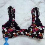 Skinny Dippers Dora Daisey Mae Bikini Top Black Floral Lace Ruffle Size L New Size L Photo 3