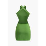 Micas  Green Cross Backless Mock Neck Tank Mini Dress Stretch Casual Vacation S Photo 4