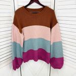 MINKPINK  Cozy Up With Me Slouchy Sweater Large‎ Colorblock  Multi Photo 8