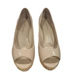 Franco Sarto SURF NUDE BLUSH NEUTRAL OPEN TOE PATENT LEATHER WEDGE SHOES 9 Photo 1