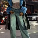 Love White Rare Street Style Sherpa Collar Coat Black Size M Photo 5