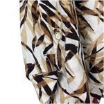 JM Collection  100% LINEN TROPICAL‎ PALM TAB LONG SLEEVE BUTTON UP BLOUSE Size 16 Photo 3