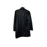 Tahari  Womens Jacket Open Front Mid Length Faux Leather Black Stretch Medium NWT Photo 7