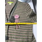 Sigrid Olsen Y2K  Wool Blend Cardigan Button Front Floral Applique Green Pink M Photo 8