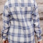 Pink Lily Round It Up Navy And Purple Plaid Button Front Shirt Photo 3