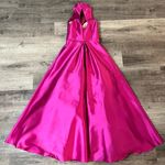 Monique Lhuillier ML by Halter Satin Ball Gown in Magenta Photo 4