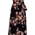 Olivaceous Floral Cut Out Bow Back Wide Leg Jumpsuit Dark Brown Cream Pink M Photo 0