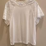 Gibson Latimer  mixed media white raglan eyelet short sleeve t-shirt size small Photo 0
