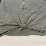 American Eagle Aerie Green Vintage Wash‎ Snap Henley Cropped Knot Tie Front Longsleeve Size xs Photo 2