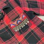 Curations bohemian beaded embroidered flannel‎ shirt Size M Photo 5