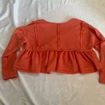 Altar'd State Coral Ruffle Waffle Knit Orange Marcy Thermal Blouse Small Photo 2