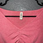 Blush Fashion J Pink Ruched Front Long Sleeve Crop Top Women’s Small – V-Neck Stretch Photo 1