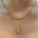 Crescent Moon Necklace Moon Star Necklace Rectangle Pendant Necklace Gold Necklace Photo 1
