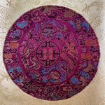 Chinese Oriental Vintage Silk Golden Red Double Handle Shoulder Bag Tote Purse Photo 10