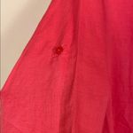 Saint Tropez West  Women’s Linen Blend Coral Red Split Neck Hi-Low Tunic Blouse Photo 3