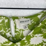 Ava & Viv  Linen Blend Floral Print V Neck Short Sleeve‎ Top Plus Photo 2