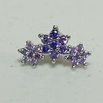 Amethyst Silver  Crystal Stone Gem Floral Flower Trio Helix Tragus Ear Earring Body Jewelry 💜 Photo 0