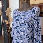 Gretchen Scott Magpie Plentiful Blue Paisley Boat Neck Dress Sz 0/2 Shrimp 💚🎀 Photo 2