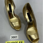 Steve Madden Womans Steven By Lollyy 9m Gold Leather Peep Toe Cut Out Heel Pumps Photo 0