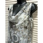 89th & Madison Chiffon Paisley White/Silver/Gold Cowl Sleeveless Blouse‎ Size M Silver Size M Photo 1