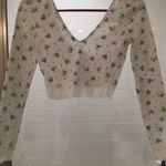 Urban Outfitters Gathered Front Floral Lace Crop Top Photo 3