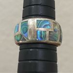Sterling Silver Vintage NE 925 Signed  Abalone Inlay Ring Band Size 6.5 5.9g Photo 11