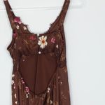 Old Navy  Womens Babydoll Lace Floral Satin Midi Slip‎ Dress Size M Open Back Y2K Photo 7