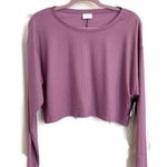 Abound BP 𝅺RIBBED Crop Long Sleeve tee top Purple MEDIUM Photo 0