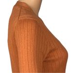 Madewell burnt orange Pointelle knit ribbed button cardigan sweater Small EUC Photo 4