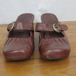 Bear Trap Brown Leather Mary Jane Wedge Mules Size 7M Photo 7