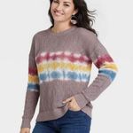 Knox Rose NWT  Open Knit Tie Dye Crewneck Pullover Sweater Photo 0