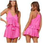 Surf Gypsy  Hot Pink Clipped Metallic Shorts Large NEW Photo 1