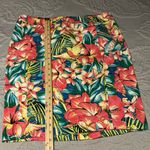 Loft  Pink and Blue Knee-Length Pencil Skirt tropical print pink birds size 12 Photo 3