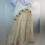Chasing Unicorns L Cotton Babydoll Boho Embroidered Peach Top White Size L Photo 3