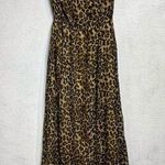 Forever 21 Tan Leopard Print Strapless Maxi Dress Sz M Photo 0