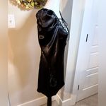 For Love & Lemons Black Satin Gothic Lace-Up Dress Puff Sleeve Open Back S🧡 Photo 4