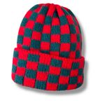 Y2K Women's Multicolor Red Green Cat Crochet Plaid Grunge Emo Knitted Hat Beanie Photo 0